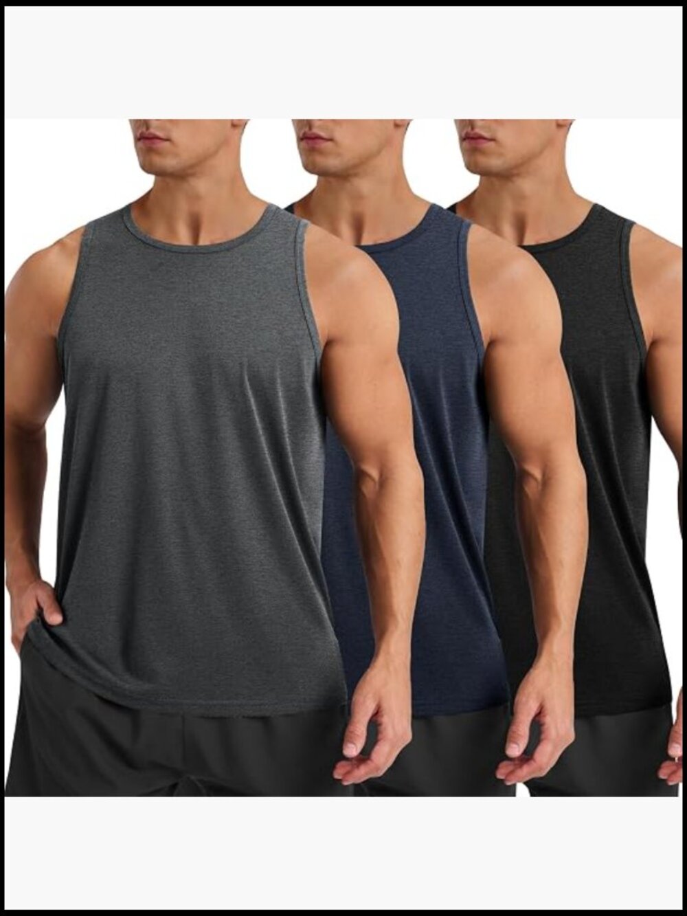 3 Pack Men's Quick Dry Tank Tops Moisture Wicking Sleeveless Athletic Muscle